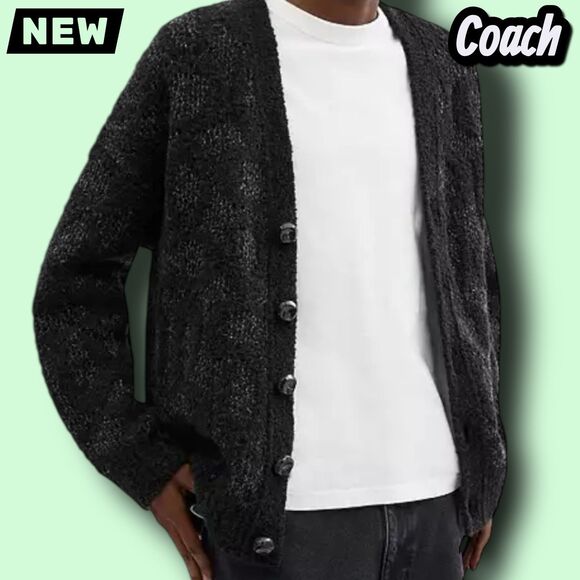 New NWT Coach Signature Cardigan – Charcoal Signature (Size Medium) - Picture 4 of 5